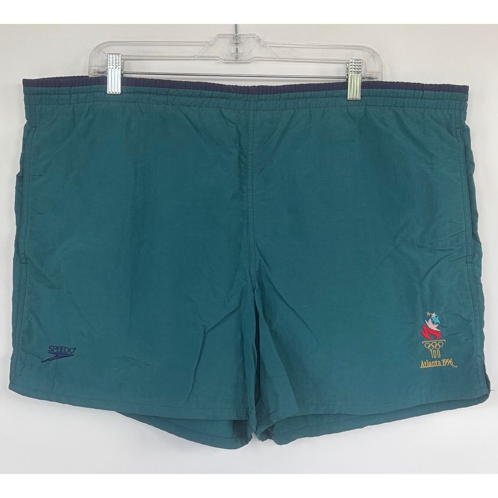 Vintage Speedo 1996 Atlanta Olympics Swim Trunks USA Flag Teal Mens XL Lined